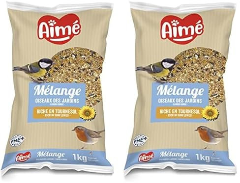 Aime Vogelfutter, Verschiedene Samenmischungen und Nährstoffe, Beutel mit 1 kg, für Vögel des Himmels und Wildtiere (Packung mit 2)