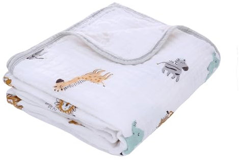 Musselin Babydecke Sommer für Babys Kinder dünne atmungsaktive Sommerdecke Puckdecke Baumwolle Mädchen Junge 110x150cm