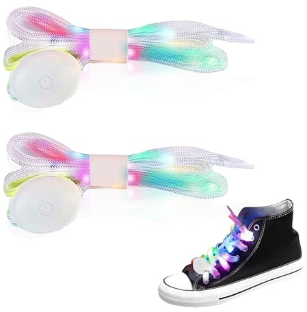 Yootiko Cordones luminosos LED con luz de 120 cm, 3 modos de parpadeo de 7 colores, multicolor arco iris luminoso, accesorios de neón intermitentes para fiestas, baile, ciclismo, senderismo, patinaje
