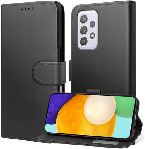 Tawarror Hülle für Samsung Galaxy A52 / A52s 5G Handyhülle, Premium PU Lederhülle für Samsung A52 Kartenfach Standfunktion Flip Klapphülle Schutzhülle, Schwarz