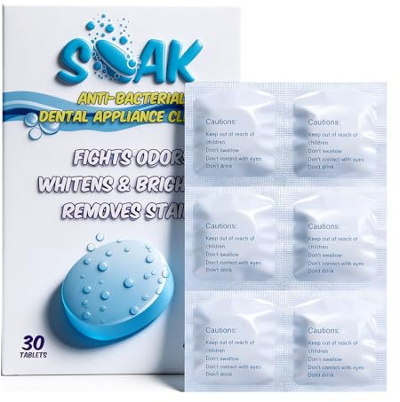 Retainer Cleaning Tablets - 30 Tablets - Ideal for Mouth Guard, Denture, Aligner, Brite Retainer - One Tablet for Fast Cleaning, No Stains