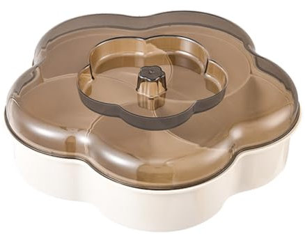 Genérico Placa de fruta seca con tapa para servir como bocadillo - bandeja en forma de flor con 5 compartimentos | Organizador elegante para bocadillos, bodas, reuniones