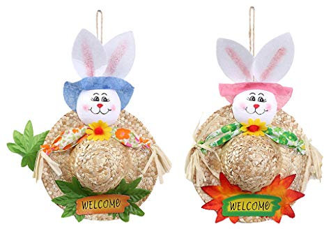 Sombrero de paja para colgar en la puerta, para colgar en la pared, ventana, jardín, fiesta, accesorio de adorno de Pascua