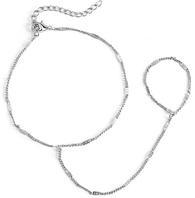 RMMD Handkedja armband, 14K guldpläterad/vitt guld zirkon pärlor handkedja guld damer armband ansluten med ring ansluten sommar boho presenter för kvinnor hand kedja guldarmband kvinnor smycken