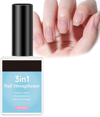 3 IN 1 Nail Strengthener for Damaged Nails - Extra Strong Nail Polish Growth Serum - Nail Hardener Repair Polish for Nail Growth - Nail Strengthening Treatment for Weak & Thin Nails,Faster Growing
