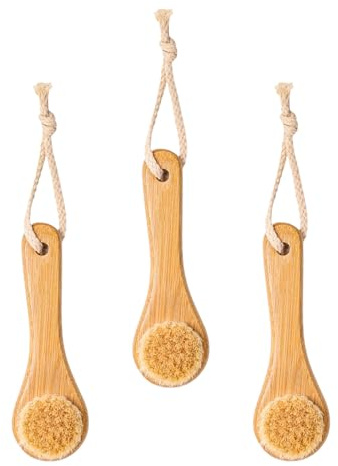 BESTYASH 3pezzi Spazzola per Pulizia Viso in Legno Naturale Setole Naturali per Esfoliazione Massaggio e Pulizia Quotidiana del Viso Rimuove Trucco Punti Neri e Cellule Morte