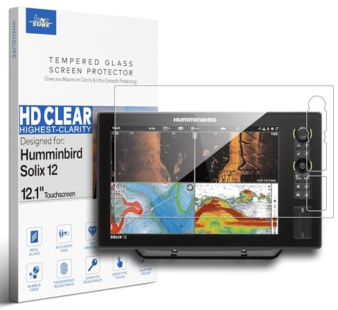 INNOSURE Pellicola protettiva in vetro temperato per Humminbird Solix 12 Echolot G1/G2/G3/G4 12,1 pollici, accessori touch screen 12 pollici, 9H, antigraffio (HD trasparente)
