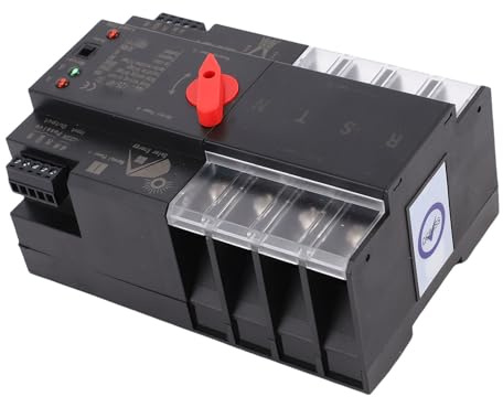 Eminchu Commutateur de Transfert Automatique Double Puissance, 4P 100 A ATS avec Commutation Milliseconde, Idéal pour l'installation sur Rail Domestique dans un Boîtier de Distribution PZ30