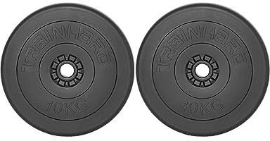 Disques d'haltères TrainHard® - En plastique - Qualité supérieure - Avec remplissage en ciment - Épaisseur de 30 mm 2 x 10 Kg