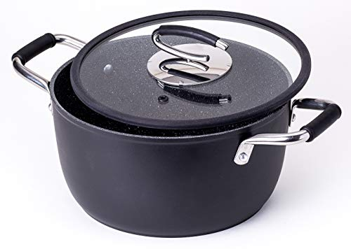 DaTerra Cucina - Pentola da forno olandese in ceramica antiaderente da 5 qt con coperchio - Pentola leggera antiaderente con doppi manici, perfetta per zuppe, pasta, soffriggere, scottare, induzione e