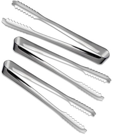 3PCS Silver 7inch Stainless Steel Kitchen Tongs Utensils Food Tongs Heavy Duty Serving Appetizers Clipping Toast Bread Grilling Buffet Ice Pastry Sandwich Barbecue for Tea Party Coffee Bar Kitchen