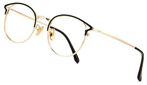 Cyxus Cat Eye Blue Light Glasses Anti Eyestrain Computer Eyeglasses Clear Lens Retro Eyewear for Men and Women 8092T62（Black Frame Clear Lens