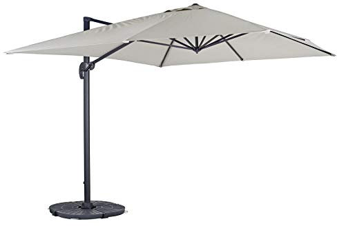 Azuma Roma 4M x 3M Extra Large Garden Parasol Cantilever Sun Shade Umbrella - Silver