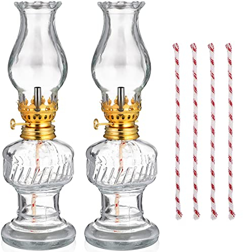 Homoyoyo Petroleumlampe für Innenräume - Öllampen aus Glas, Dochte mit Feuerknopf Nachtlichter Petroleumlampe, Lampe Dekorative für Wohnzimmer Esszimmer Notfalleinsatz