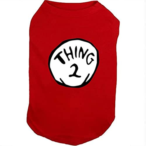 SUEOSU Dog Shirts for Pet Clothes Soft Breathable Puppy Shirts Pop Culture Thing 1 to Thing 9 Printed Pet T-Shirt (RED-2, Small)