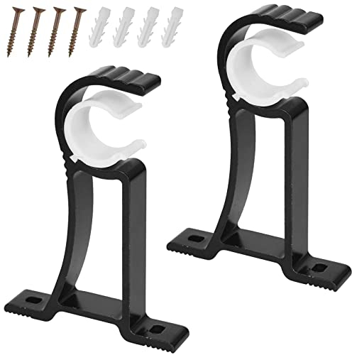 Gardinenstangenhalter 2 Stück Wohnzimmer Gardinenstange Halterung Dicker Wandhalterung Aluminium Vorhang Stange Halter für Aufhängen von Rollos, Garderoben, Duschen, Gardinenstangen an Türen (Schwarz)