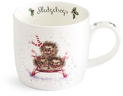 Wrendale Designs Sledgehogs Hedgehogs on a Sledge Christmas Mug