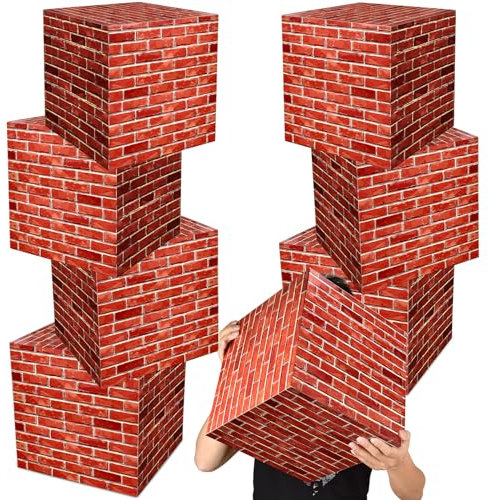 Mototo 8 Stück Ziegel-Partyboxen aus Pappe, Bausteine, 30 cm, rot, Videospiel-Ziegelstein-Boxen, Requisiten, Partyzubehör, Tafelaufsatz für Comic-Gaming-Thema, Geburtstag, Weihnachten