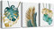 MHARTK66 Pflanzen Bilder, Wandbilder Wohnzimmer Goldene und grün Monstera Zimmer Deko Modern Wandbild Schlafzimmer Mit Rahmen Set Küche Wand Dekorationen Leinwandbild Wanddeko