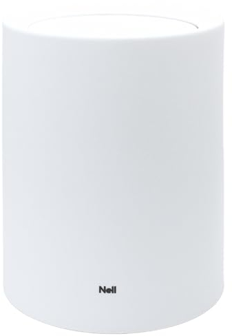 Nell 8L Mülleimer Bad Weiß Matt mit Schwingdeckel – Perfekt als eleganter Kosmetikeimer, Ideal auch als WC Mülleimer, Langlebiger Kunststoff, Stilvoll und praktisch (Weiß, 8L mit Deckel)