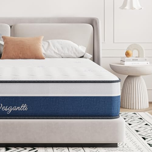 Vesgantti Materasso una Piazza e Mezza, 140x190 Alto 22 cm, Materasso a molle ibride con memory foam traspirante e molleggio rigido avvolto singolarmente
