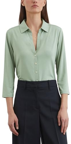Marc OߴPolo Donna Camicia in jersey con colletto Kent maniche corte, Verde (Dusty Mint), XS