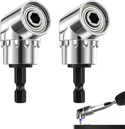 105° Winkelschrauber Vorsatz Adapter,Winkelbohraufsatz,Winkelschrauber Aufsatz,Winkelaufsatz für Akkuschrauber,Winkelbohrmaschine Vorsatz Adapter,Sechskantschaft Winkelgetriebe,kurz,2pcs