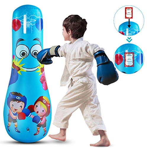Yolispa Saco de Boxeo Inflable para niños,Fitness Boxeo Inflable, Bolsa de Boxeo Independiente, Juego para Entrenamiento de reducción de estrés Deportivo Practicar Karate Taekwondo niños Adolescentes