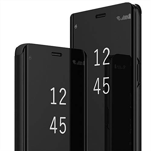 Custodia compatibile con Samsung Galaxy A56 Cover Specchio Mirror Flip Caso Clear View Standing Cover Galaxy A56 Case PU Pelle Custodie Protettiva Cover 360° per Samsung A56 (nero)