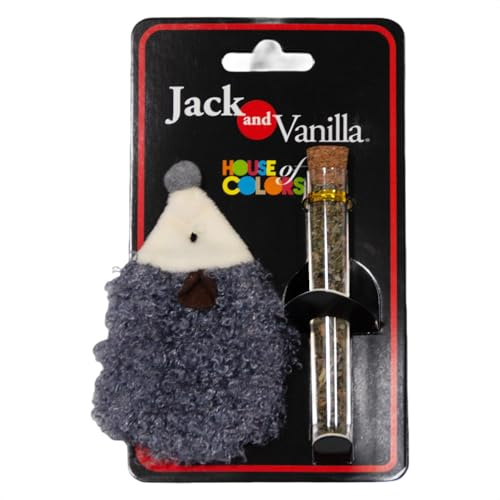 JACK AND VANILLA, Juguete Interactivo para Gatos en Forma de Erizo con Hierba de Gato Recargable, 10 cm, Color Gris, estimula el Instinto de Caza y Ofrece un Juego Atractivo, Modelo de Juguete