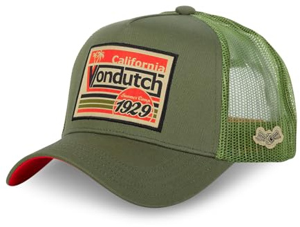 Von Dutch Gorra Hombre y Mujer Ajustable, Gorra Trucker Surf, verde y naranja, Talla única