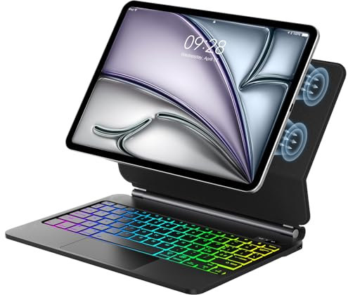 Tastiera iPad Air 11 (2025/2024)/Air 5/4 generazione/Pro 11 (4-1) generazione/, Cover Tastiera Italiano ‎QWERTY con Magnetico Trackpad Muti-Touch,7 Colori Retroilluminazione, Layout italiano, Nero