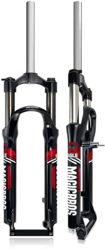 Mountainbike-fjädergaffel 26 Tum MTBrakt Rör Framgaffel 100 Mm Fjäderväg 1-1/8 Rakt Rör QR 9 X 100 Mm Skivbroms V-broms Cykelgaffel Manuell Låsning(Black red)