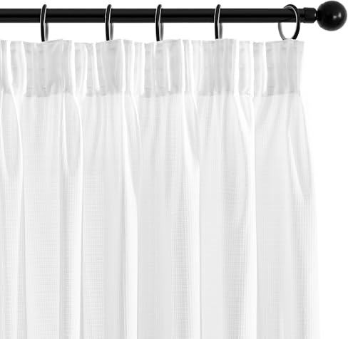 Deconovo Cortinas Visillos Blancos con Cinta Fruncidas 140x229 cm – 2 Cortinas Translúcidas, Compatibles con Riel o Barra, para Salón, Dormitorio y Ventanas