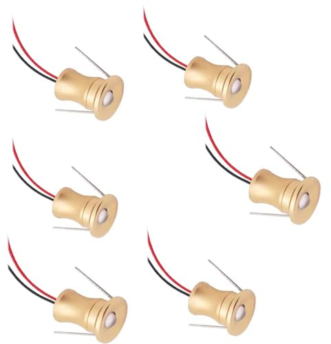 GUODDM 4/6 PCS Mini LED Spotlight- Recessed Spotlight - 1W Step Lamp, Embedded Ceiling Downlight, Concealed Background Wall Ceiling Light For Display Cabinets(6PCS-Gold,DC12V-Warm White)