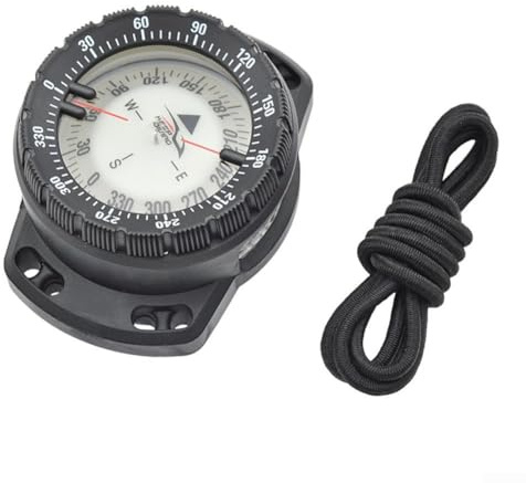 Gdfnmogo Scuba Diving Compass Gauge with Wrist Mount, Top and Side Reading, Lightweight Portable Module with Comfortable Adjustable Rubber Strap, Waterproof to 50m for(Black)