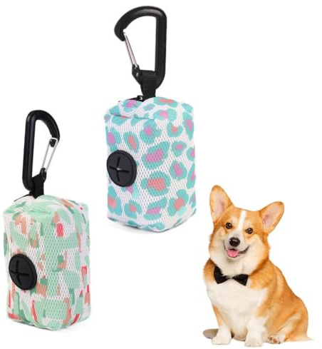 JYNXOR 2 Stück Mesh Poop Bag Dispenser, Kotbeutelspender, Hundekotbeutelspender, Kotbeutelhalter, Kotbeutelspender für Hunde, Leicht und Kompakt für Spaziergänge, Wanderungen und Tägliches Gassigehen