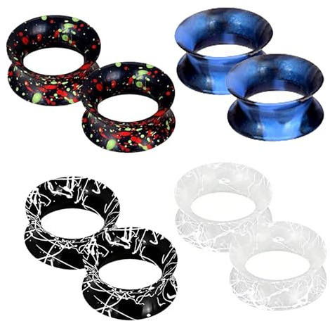 XSDSLS 4 Pairs Silicone Ear Plugs 6-20mm Tunnels Flexible Set Double Flared Expander Ear Gauges Piercing Stretching Flesh Tunnel Plugs for Men Women