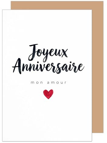 Edition Seidel carte d’anniversaire premium avec enveloppe. Carte de vœux carte double avec message Joyeux anniversaire pour homme femme amis mon amour cœur rouge (G4158 SW026)