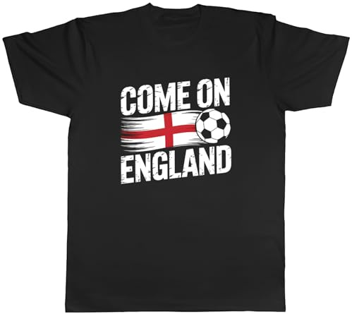 Shopagift Come on England Supporter Football Fan Mens Black T-Shirt Tee