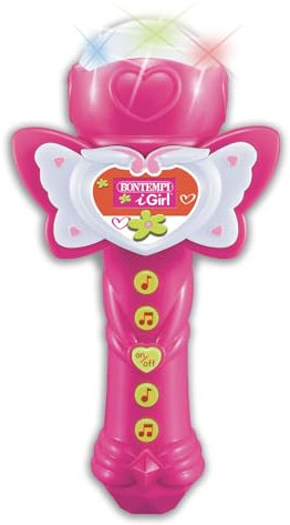 Bontempi | StarMic Karaoke - Microfono con Effetti Luminosi per Esibizioni da Vera Star, Rosa Farfalla, 95x175x57 mm
