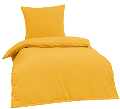 Brielle Bettwäsche aus 100% Baumwolle 135 x 200 cm - Bettwäsche-Set Biber Gelb, hohe Qualität, weich, einfarbig mit Öko-Tex-Zertifizierung