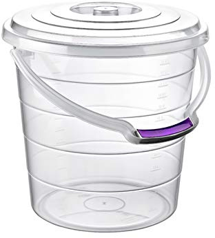 Heavy Duty Clear Plastic Bucket with Lid & Carry Handle Kitchen Garden Cleaning Water Animal Bird Feed Pet Food Storage Container (15 Litre)