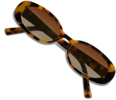 VANLINKER Polarized Small Trendy Skinny Vintage Oval Sunglasses Women Tinted Glasses Tortoise Frame