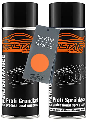 TRISTARcolor Peinture moto Kit bombes de peinture pour KTM MY004.0 Orange Perl Peinture de fond peinture de base aérosol 400 ml