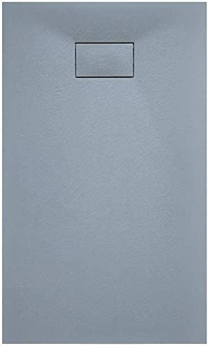 Piatto Doccia Spessore 2.6 Cm In Resina Con Griglia Di Copertura Effetto Pietra Ardesia Stone Riducibile Filopavimento Indistruttibile Antiscivolo Arredo Bagno Colore Grigio (80x160 cm)