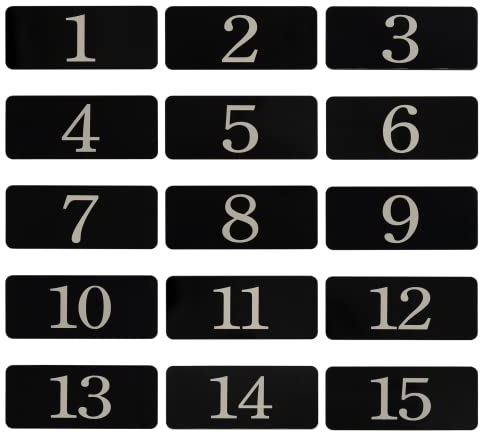 Rechteckiger Aufkleber für Schließfächer, Kunststoff, nummeriert, Raumnummer, Tischnummer (1–25, schwarz)
