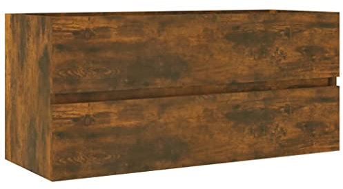vidaXL Handfatsskåp rökfärgad ek 100x38,5x45 cm konstruerat trä, tvättställsskåp, vaskskåp, badrumsskåp, handfatsskåp