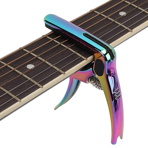 Gitarren Kapodaster, 7,3x8,5x1,3 cm / 2,9x3,3x0,5 Zoll E-Gitarre Akustikgitarren Kapodaster Saitenstahl Ukulele Kapodaster mit Pick Halter Tasche für klassische Gitarre Ukulele Mandoline und Banjo