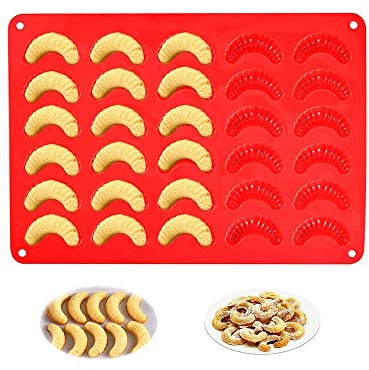 Silikon Kuchenform Silikonform Pralinenform Schokoladenform Rot 30 Löcher Silikon Backform Vanillekipferl Backblech Temperaturbeständig Für Pralinen Eiskonfekt Kuchen Schokolade